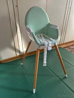 Jedálenská stolička Kinderkraft FINI 2v1 - Mint/Drevo