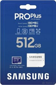 Nová Samsung MicroSDXC 512GB PRO Plus + SD Adapter (2023)