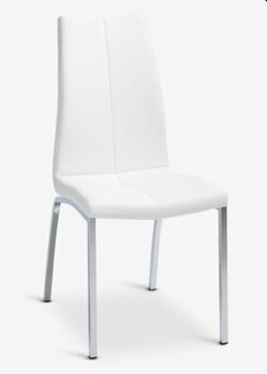 Jedálenská stolička, biela koženka/chróm - 1