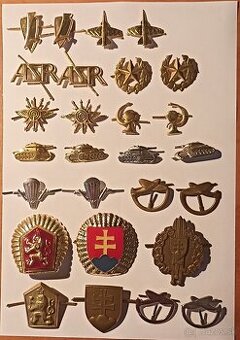 Rôzne označenia druhov vojsk a odznaky
