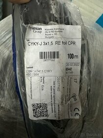 Predám CYKY-J 3x1,5 mm - 100m zvitky (k dispozícii 300m) - 1
