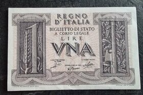 1 Lira Taliansko 1939 v aUNC stave
