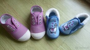 obuv, detské papučky č. 22, dievčenské tenisky č. 27