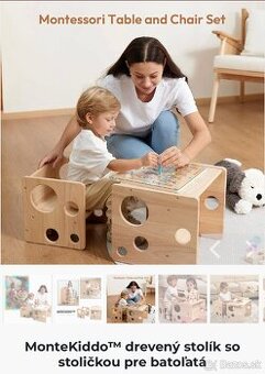 Predám nový stolík so stoličkou Montessori (MonteKiddo)