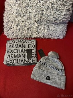 Zimná čiapka + šál Armani Exchange (sivá - UNISEX)