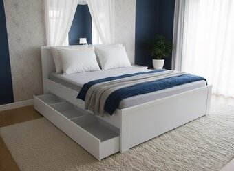 Manželská posteľ Ikea 160x200cm so šuflíkmi