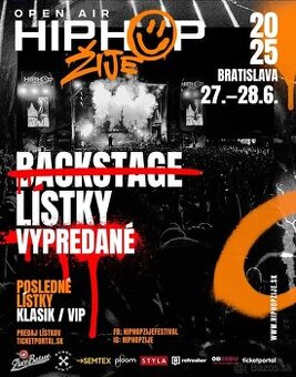 Predám listok na Hip Hop Žije do VYPREDANÉHO BACKSTAGE