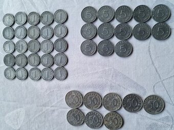47 kusov nemecké mince 1/5/50 Reichspfennig 1940- 1944