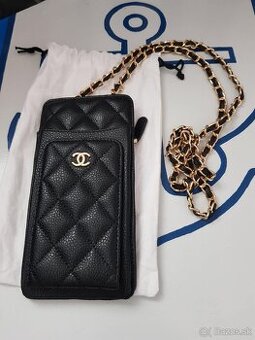 Nová kabelka / peňaženka na krk Caviar koža čierna