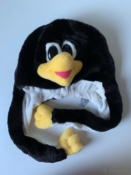 Plyšová zimná čiapka - hlava tučniaka