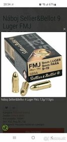 9mm LUGER, strelivo, naboje