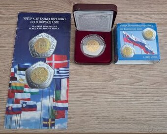 Bimetalova zberateľská minca 10000 sk Vstup SR do EU