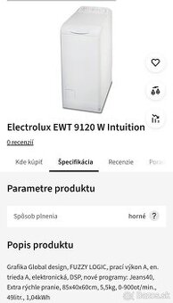 Predám práčku Electrolux EWT 9120W