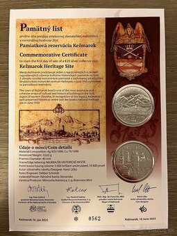 Pamätný list k 20€ Kežmarok