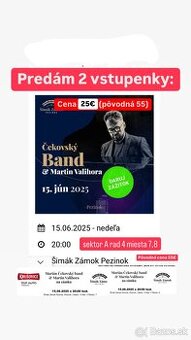 2 vstupenky Marián Čekovský Martin Valihora koncert Pezinok