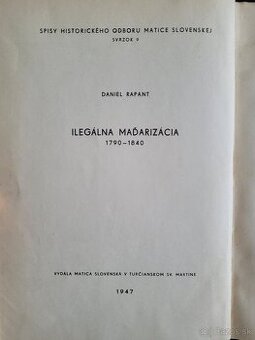 Ilegálna maďarizácia 1790-1840 Daniel Rapant