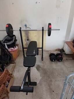 Lavica + set činky závažia 75 kg