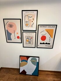 Abstraktné obrazy v ráme Pablo Picasso 5 ks, rôzne rozmery