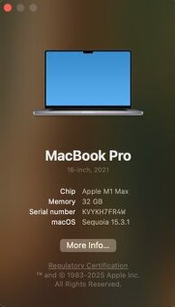 MacBook Pro M1 MAX 32Gb RAM, 512Gb SSD