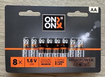 "NOVÉ"ONYX AA Alkaline Batérie 8 ks (1,5 V LR6)za 2EUR