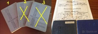 Slov. Štát - vkladné knižky - OSVEDČENIE -LEGITIMÁCIE
