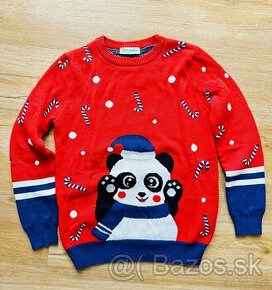 Veselý vianočný sveter Hravá panda - 1