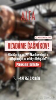 Hľadáme do reštaurácie ALFA čašníka/čku