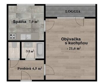 Novo zrekonštr. 2 izb. byt s loggiou, P.Horova