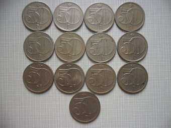 Mince ČSSR - 50 halierov - spolu 39 kusov