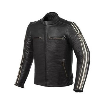 Moto Kožená Bunda Black Vintage Stripess