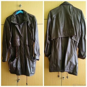 Dámska kožená bunda s kapucňou