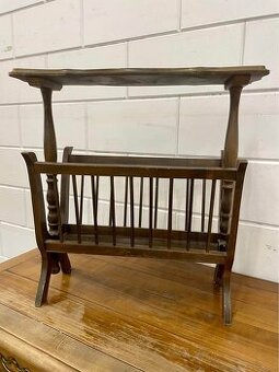 Vintage stojan na noviny, drevo, 58x59x28 cm, bazar
