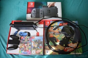 Nintendo Switch + Mario Kart + 2x Ring-Con na cvičenie
