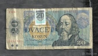 Československo, ČSSR, 20 Kčs 1988, slovenský kolok