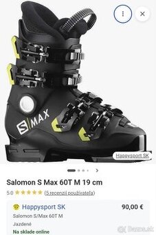 PREDANÉ - Detské lyžiarky Salomon S-MAX 60T, veľ. 20.0