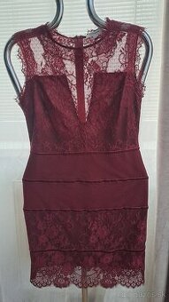 Bordové krajkové šaty veľ. 38 - 1