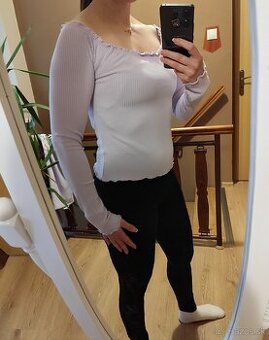 Fialový crop top s dlhým rukávom