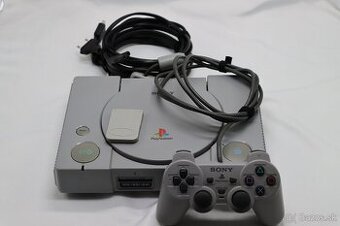 PS1 SCPH-9002 + analógový ovládač + karta + káble