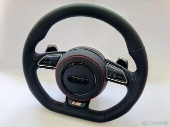 AUDI MULTIFUNKCNY VOLANT S AIRBAGOM A PADLAMI, červená niť