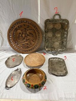 stare tacky alpaka striebro, drevo