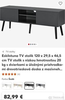 Tv stolik antracit + čierne nožičky
