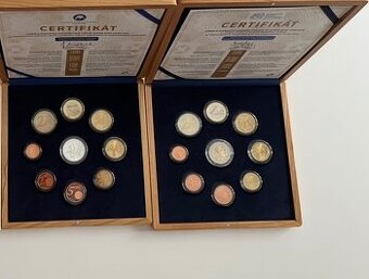 Sady euromincí v drevenej kazete