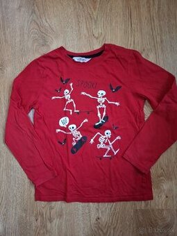 tričko s kostrami, 134/140, dlhý rukáv