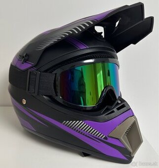Moto prilba (off-road/motocross) + okuliare, veľkosť S