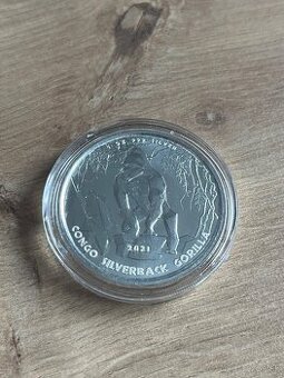 Strieborná investičná minca Kongo Gorila 1 Oz 2021