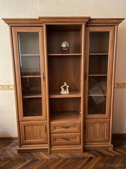 obývacia zostava - skrinka, stolík, knižnica, rohová vitrína