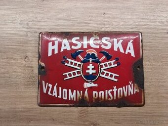 Smaltovaná tabuľa Hasičská vzájomná poisťovna,Slovenský štát