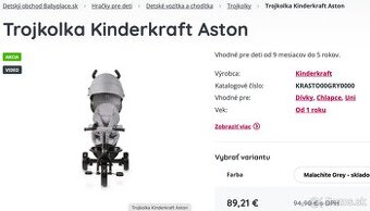 Trojkolka Kunderkraft Aston sivá