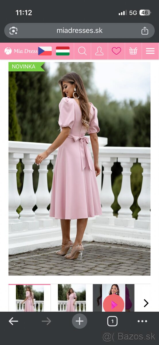 Staroružové spoločenské šaty midi - 2