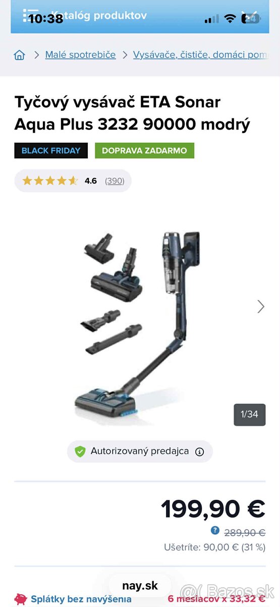 Tyčový vysávač ETA sonar Aqua plus 3232 - 2